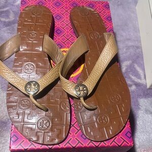 Tory Burch Tan and Brown Sandals
